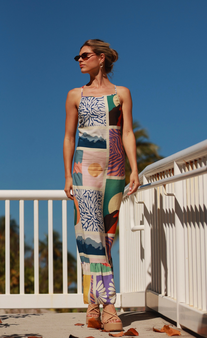 Vestido largo estampado Puerto Vallarta