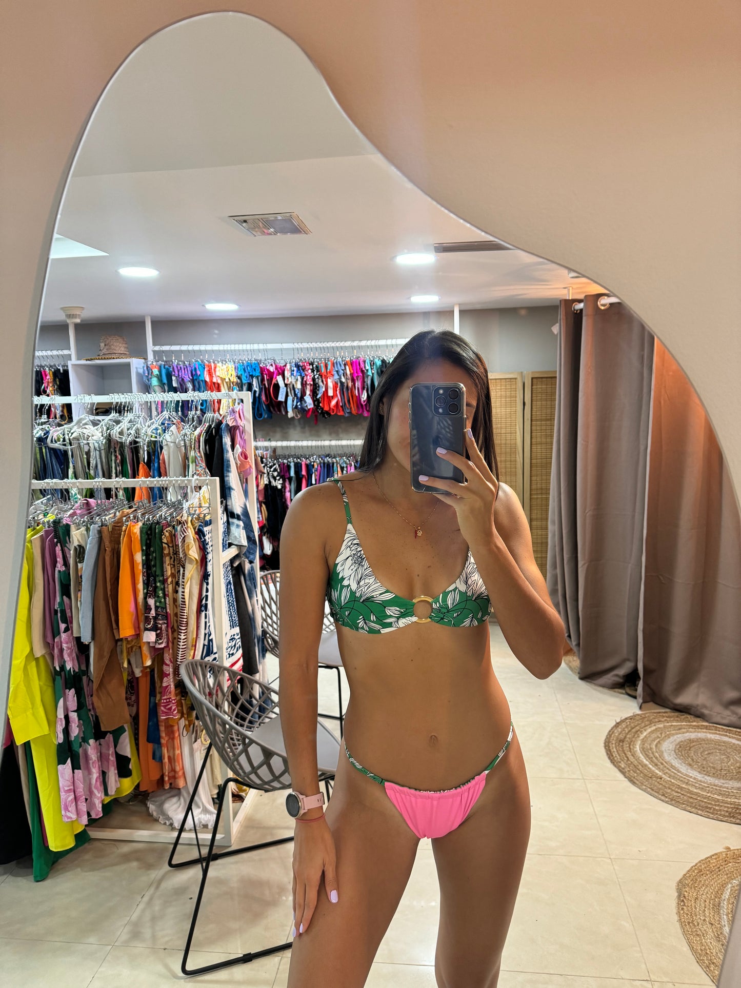 Bikini estampado panty ajustable , reversible a unicolor