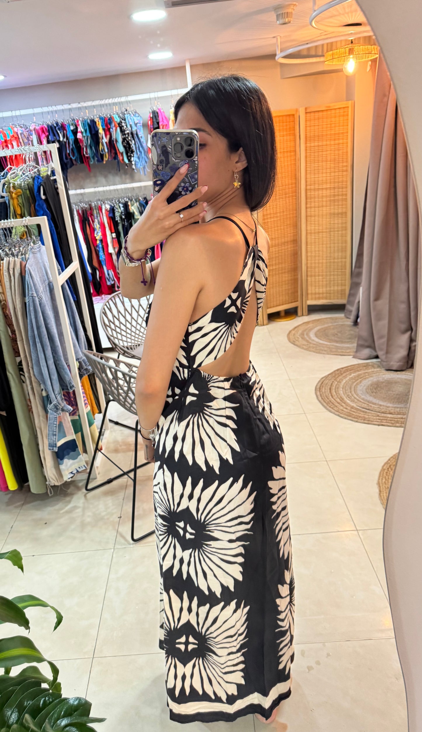 Vestido bicolor estampado