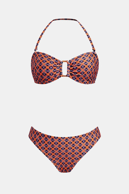 Bikini estampado , convertible a strapless.