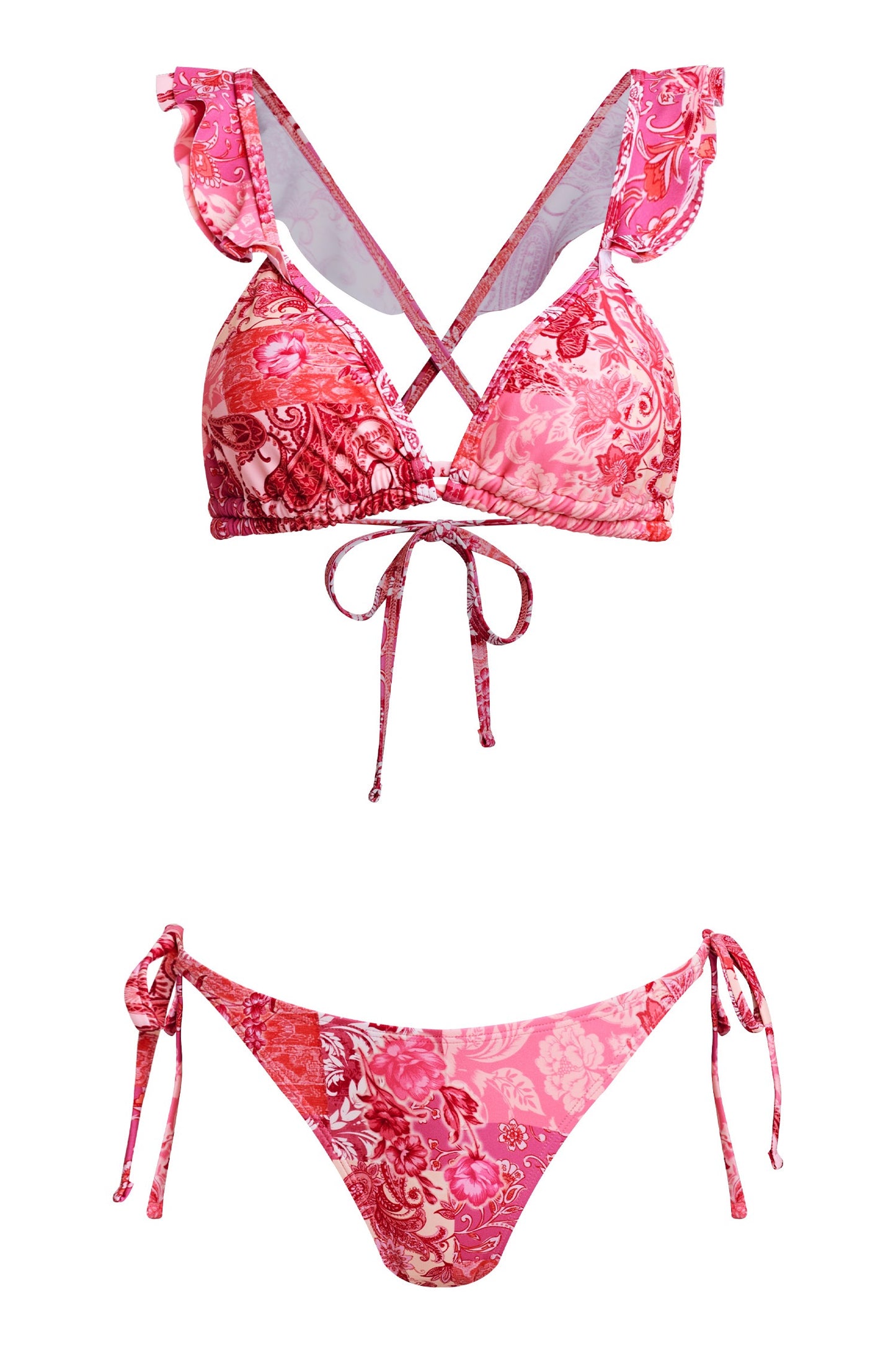 Bikini estampado, panty ajustable.