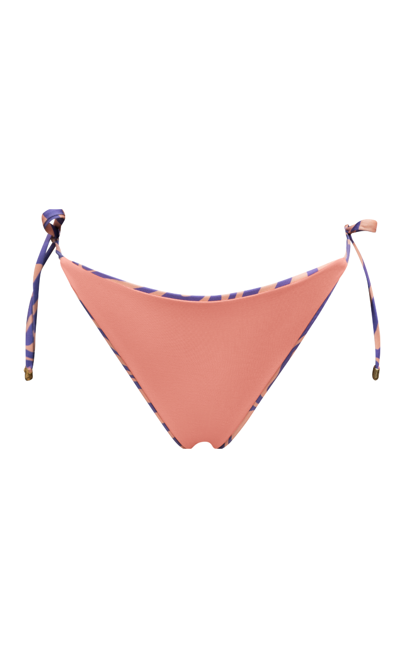 Bikini estampado reversible a unicolor, panty arruchada