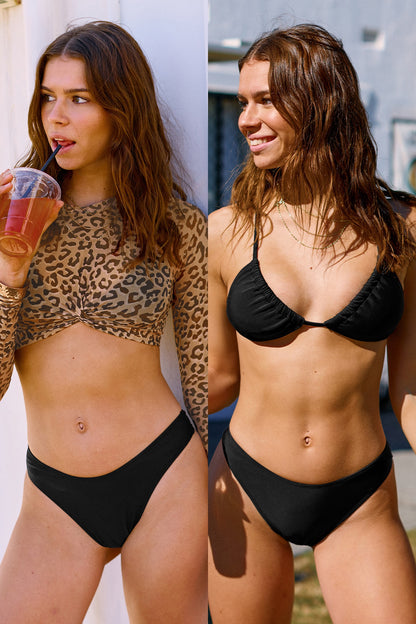 Bikini negro triángulo con pieza extra.