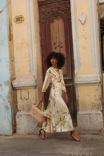 Vestido largo estampado