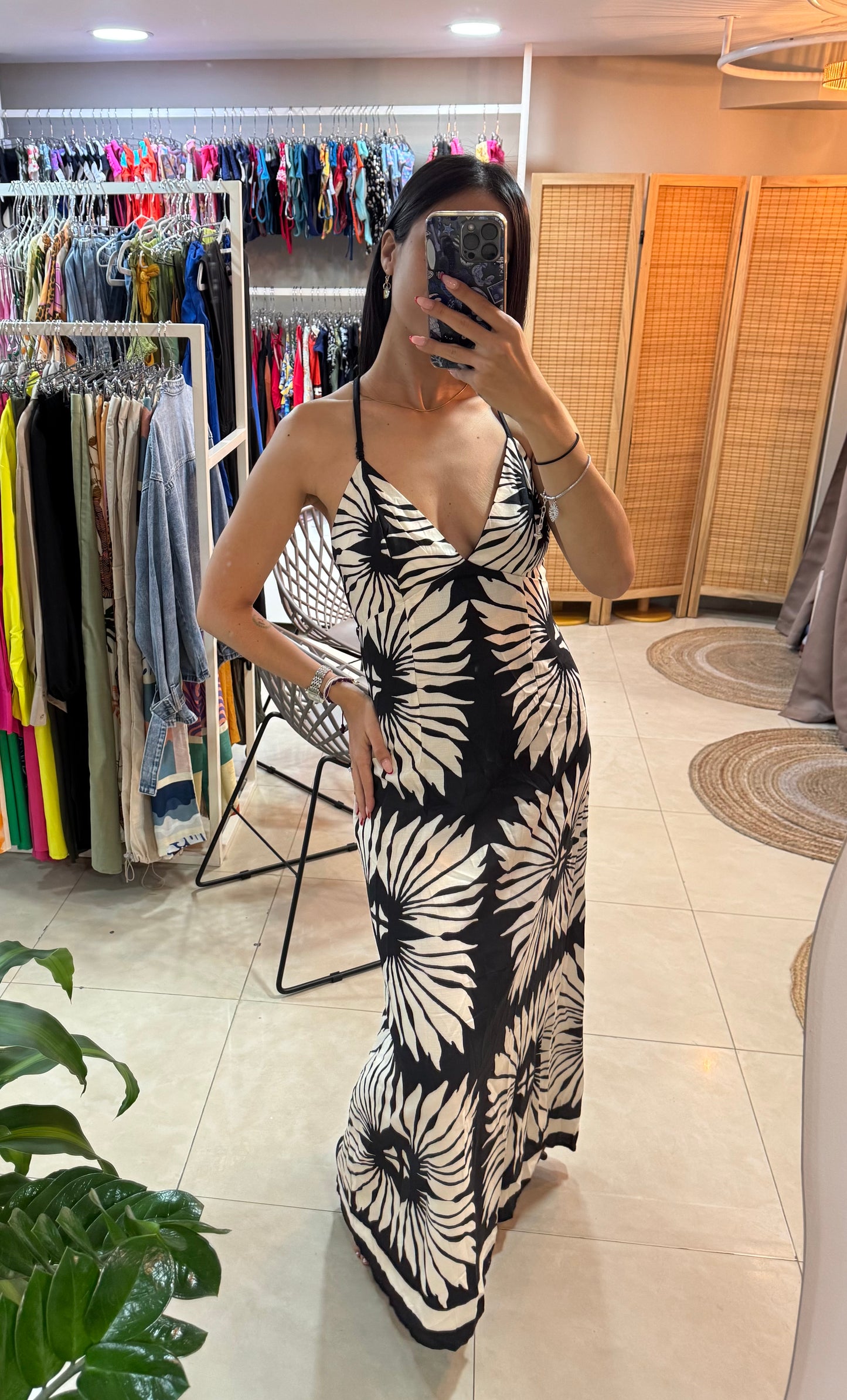 Vestido bicolor estampado