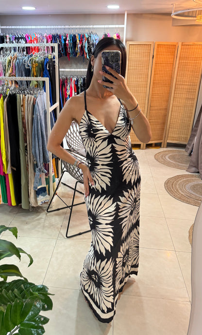 Vestido bicolor estampado