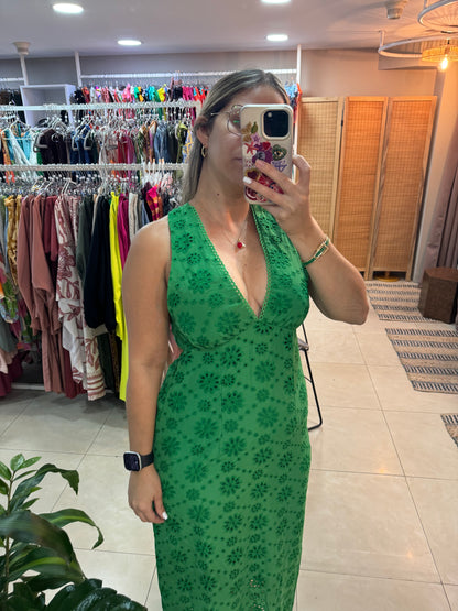 Vestido largo unicolor.
