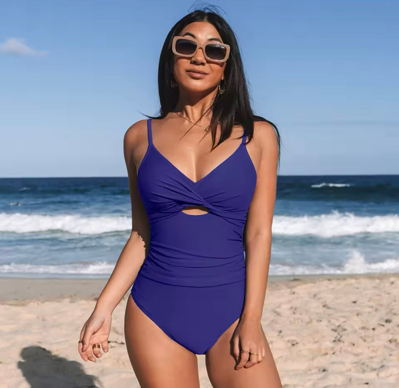 Entero unicolor efecto drapeado.