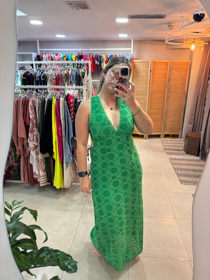 Vestido largo unicolor.