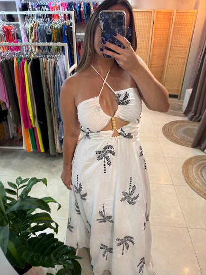 Vestido largo con detalles bordados