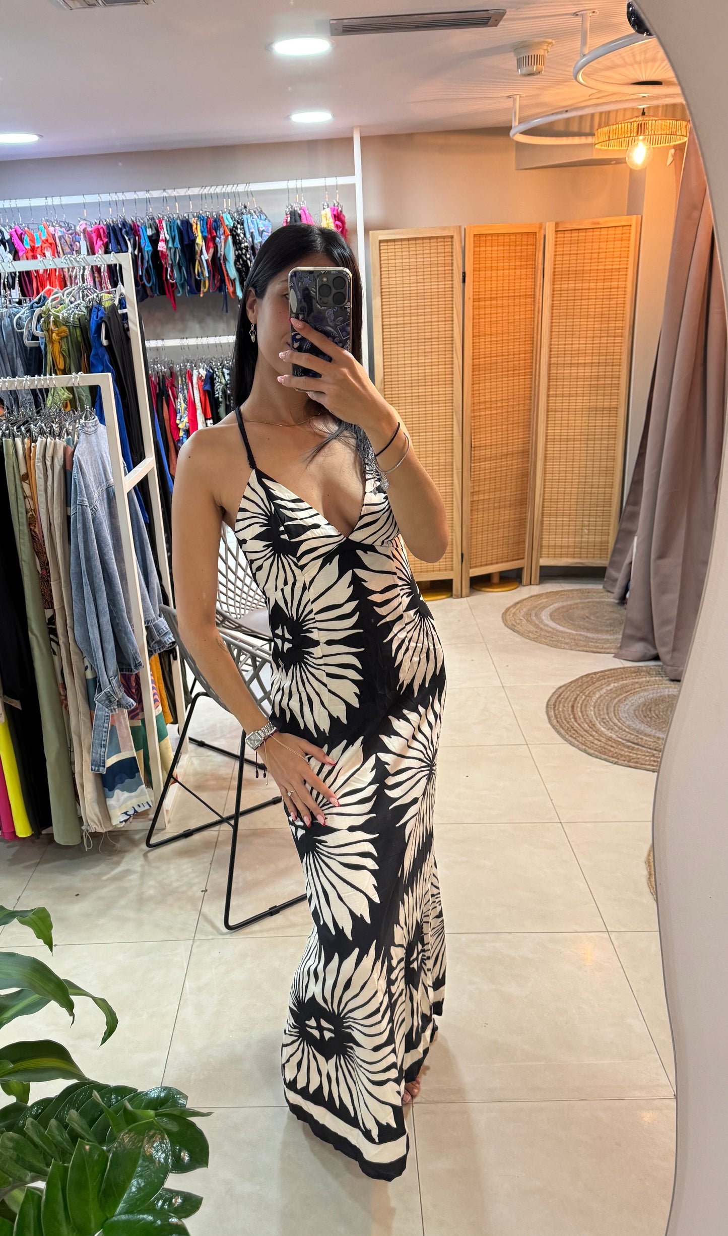 Vestido bicolor estampado