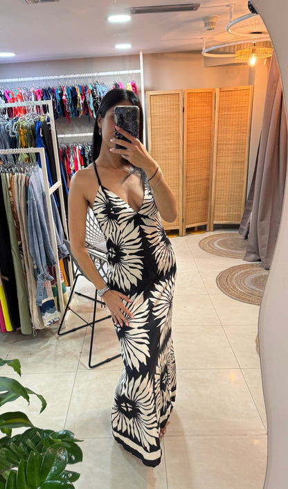 Vestido bicolor estampado