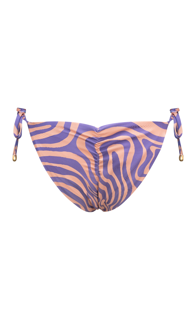 Bikini estampado reversible a unicolor, panty arruchada