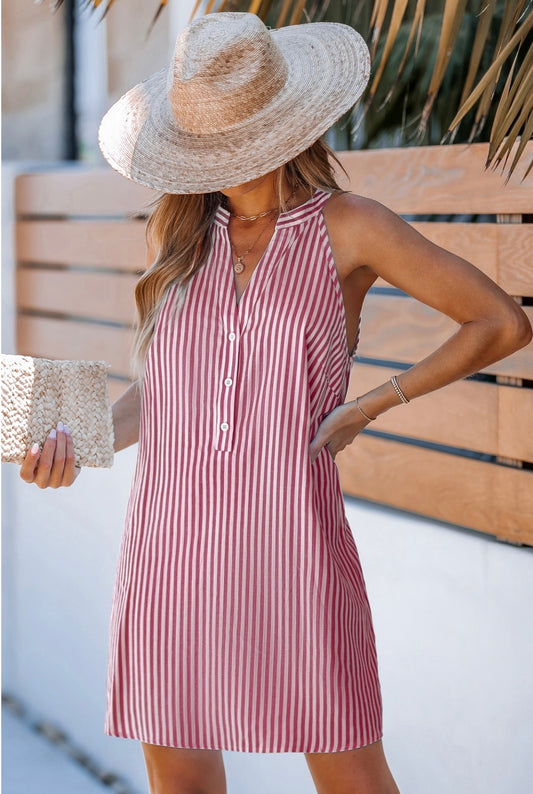Vestido corto de rayas