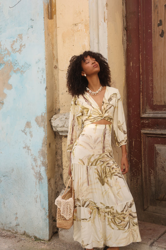 Vestido largo estampado